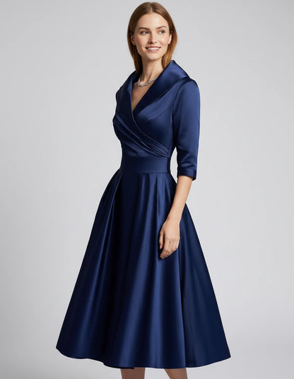 Vendela Midi Dresses — Navy Blue | SKU: RB-0a71eb-navyblue-XS,RB-0a71eb-navyblue-S,RB-0a71eb-navyblue-M,RB-0a71eb-navyblue-L,RB-0a71eb-navyblue-XL,RB-0a71eb-navyblue-2XL