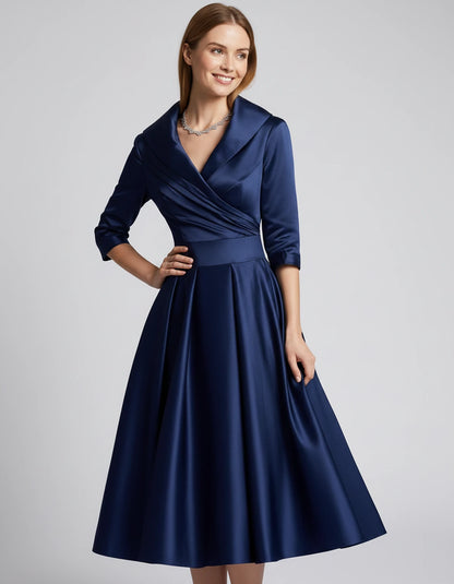Vendela Midi Dresses — Navy Blue | SKU: RB-0a71eb-navyblue-XS,RB-0a71eb-navyblue-S,RB-0a71eb-navyblue-M,RB-0a71eb-navyblue-L,RB-0a71eb-navyblue-XL,RB-0a71eb-navyblue-2XL