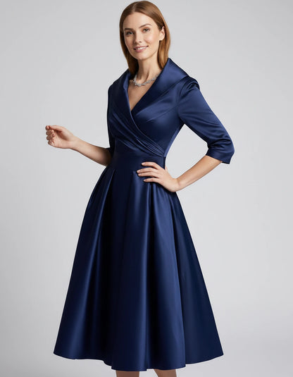 Vendela Midi Dresses — Navy Blue | SKU: RB-0a71eb-navyblue-XS,RB-0a71eb-navyblue-S,RB-0a71eb-navyblue-M,RB-0a71eb-navyblue-L,RB-0a71eb-navyblue-XL,RB-0a71eb-navyblue-2XL