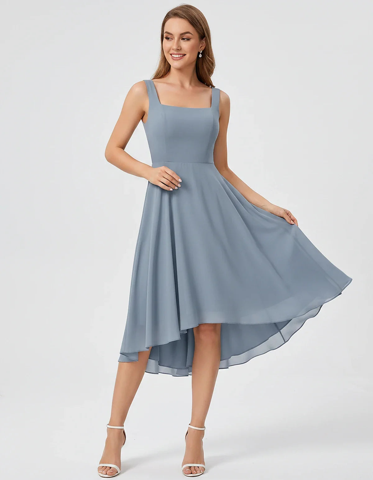 Polyester Chiffon Sleeveless Strapless A-Line Midi Dress for Party, Cocktail, Evening, Wedding Guest, Summer Events & Vacatio | SKU: VD-684275913548126-DUSTYBLUE-L,VD-684275913548126-DUSTYBLUE-M,VD-684275913548126-DUSTYBLUE-S,VD-684275913548126-DUSTYBLUE-XL,VD-684275913548126-DUSTYBLUE-XS