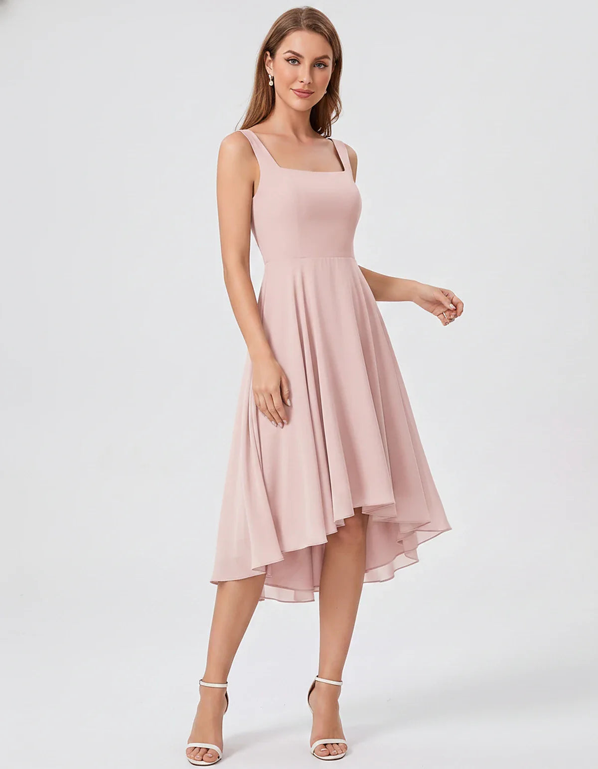 Polyester Chiffon Sleeveless Strapless A-Line Midi Dress for Party, Cocktail, Evening, Wedding Guest, Summer Events & Vacatio | SKU: VD-684275913548126-BLUSH-L,VD-684275913548126-BLUSH-M,VD-684275913548126-BLUSH-S,VD-684275913548126-BLUSH-XL,VD-684275913548126-BLUSH-XS