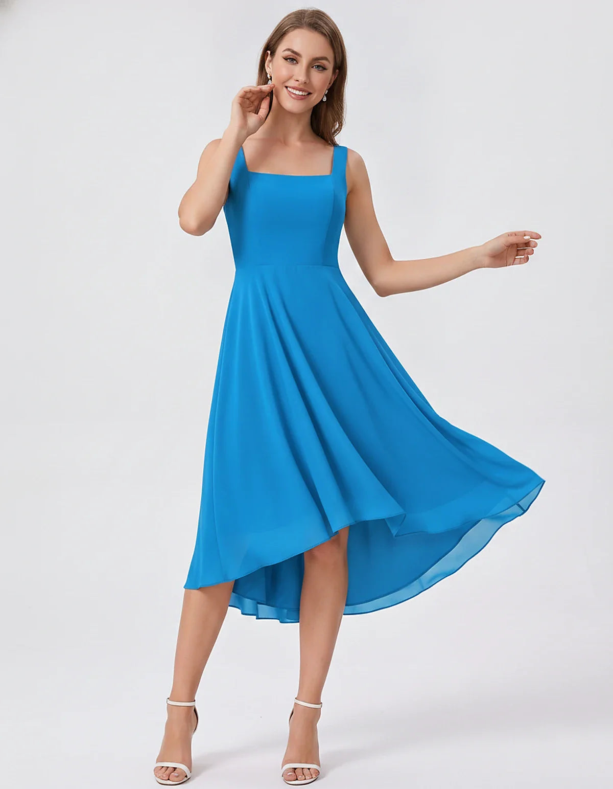 Polyester Chiffon Sleeveless Strapless A-Line Midi Dress for Party, Cocktail, Evening, Wedding Guest, Summer Events & Vacatio | SKU: VD-684275913548126-BLUE-L,VD-684275913548126-BLUE-M,VD-684275913548126-BLUE-S,VD-684275913548126-BLUE-XL,VD-684275913548126-BLUE-XS