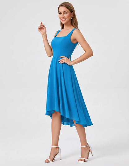 Polyester Chiffon Sleeveless Strapless A-Line Midi Dress for Party, Cocktail, Evening, Wedding Guest, Summer Events & Vacatio | SKU: VD-684275913548126-BLUE-L,VD-684275913548126-BLUE-M,VD-684275913548126-BLUE-S,VD-684275913548126-BLUE-XL,VD-684275913548126-BLUE-XS