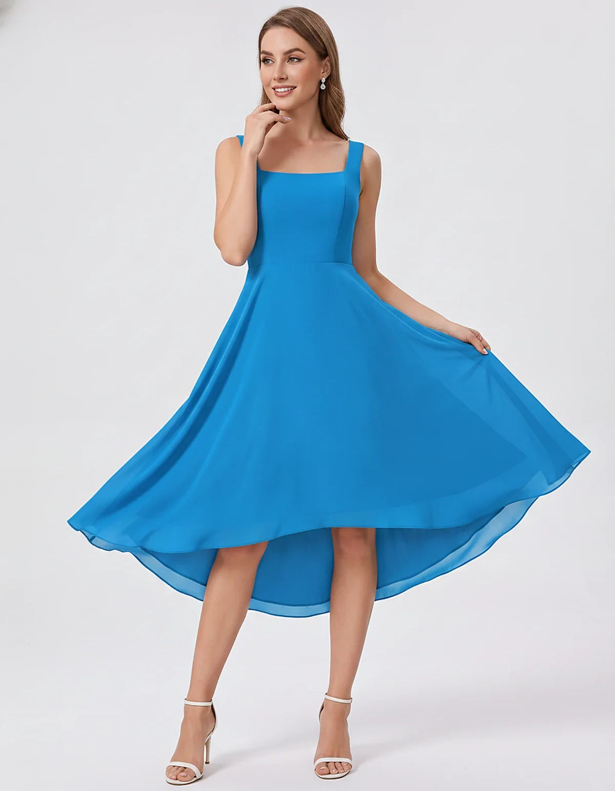 Polyester Chiffon Sleeveless Strapless A-Line Midi Dress for Party, Cocktail, Evening, Wedding Guest, Summer Events & Vacatio | SKU: VD-684275913548126-BLUE-L,VD-684275913548126-BLUE-M,VD-684275913548126-BLUE-S,VD-684275913548126-BLUE-XL,VD-684275913548126-BLUE-XS