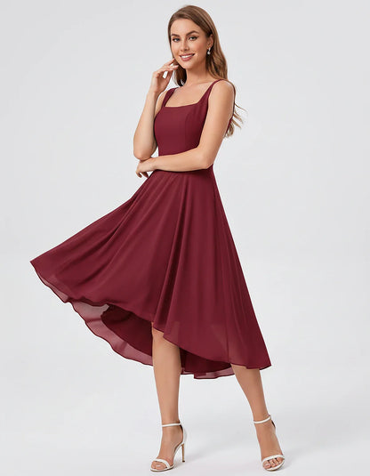Polyester Chiffon Sleeveless Strapless A-Line Midi Dress for Party, Cocktail, Evening, Wedding Guest, Summer Events & Vacatio | SKU: VD-684275913548126-BURGUNDY-L,VD-684275913548126-BURGUNDY-M,VD-684275913548126-BURGUNDY-S,VD-684275913548126-BURGUNDY-XL,VD-684275913548126-BURGUNDY-XS