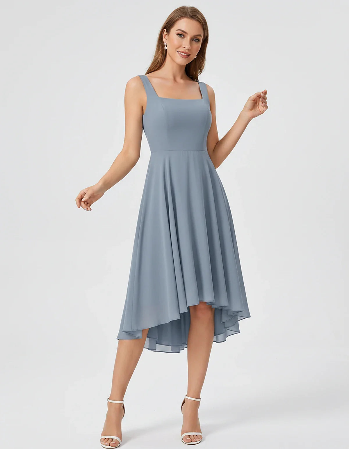 Polyester Chiffon Sleeveless Strapless A-Line Midi Dress for Party, Cocktail, Evening, Wedding Guest, Summer Events & Vacatio | SKU: VD-684275913548126-DUSTYBLUE-L,VD-684275913548126-DUSTYBLUE-M,VD-684275913548126-DUSTYBLUE-S,VD-684275913548126-DUSTYBLUE-XL,VD-684275913548126-DUSTYBLUE-XS