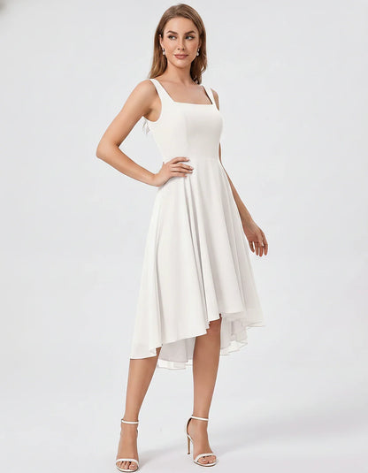 Polyester Chiffon Sleeveless Strapless A-Line Midi Dress for Party, Cocktail, Evening, Wedding Guest, Summer Events & Vacatio | SKU: VD-684275913548126-IVORY-L,VD-684275913548126-IVORY-M,VD-684275913548126-IVORY-S,VD-684275913548126-IVORY-XL,VD-684275913548126-IVORY-XS
