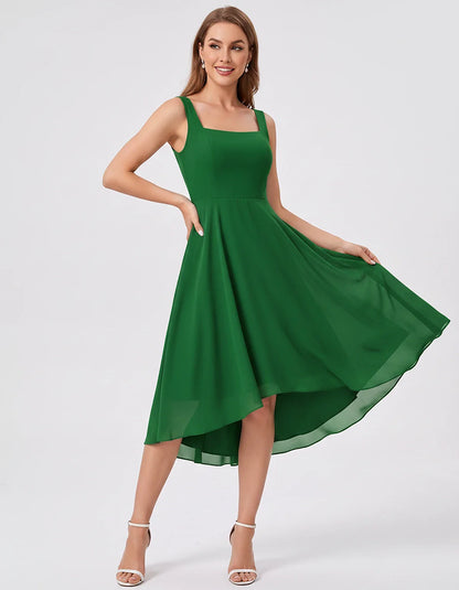 Polyester Chiffon Sleeveless Strapless A-Line Midi Dress for Party, Cocktail, Evening, Wedding Guest, Summer Events & Vacatio | SKU: VD-684275913548126-GREEN-L,VD-684275913548126-GREEN-M,VD-684275913548126-GREEN-S,VD-684275913548126-GREEN-XL,VD-684275913548126-GREEN-XS