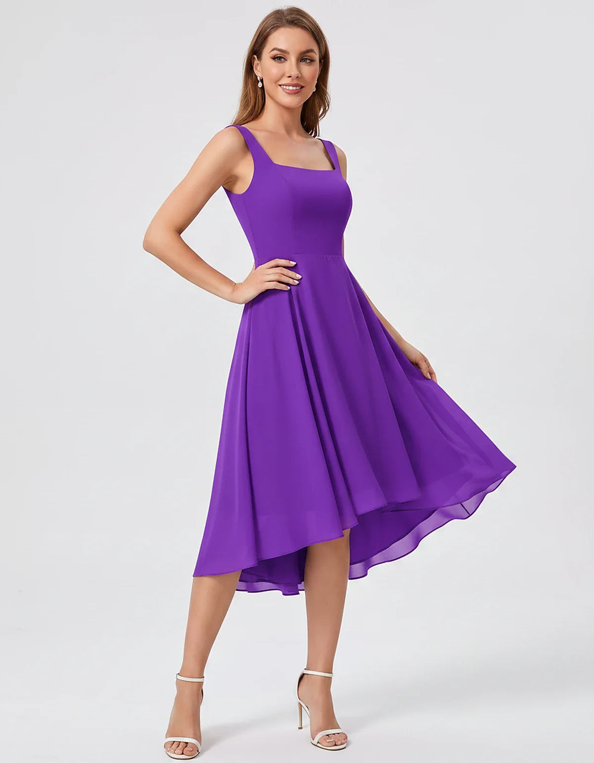 Polyester Chiffon Sleeveless Strapless A-Line Midi Dress for Party, Cocktail, Evening, Wedding Guest, Summer Events & Vacatio | SKU: VD-684275913548126-GREEN-L,VD-684275913548126-GREEN-M,VD-684275913548126-GREEN-S,VD-684275913548126-GREEN-XL,VD-684275913548126-GREEN-XS