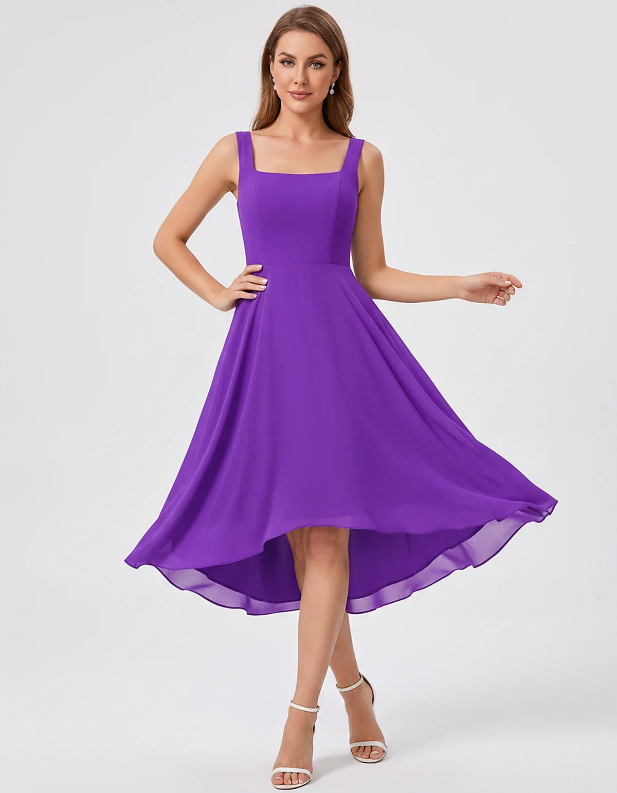 Polyester Chiffon Sleeveless Strapless A-Line Midi Dress for Party, Cocktail, Evening, Wedding Guest, Summer Events & Vacatio | SKU: VD-684275913548126-GREEN-L,VD-684275913548126-GREEN-M,VD-684275913548126-GREEN-S,VD-684275913548126-GREEN-XL,VD-684275913548126-GREEN-XS