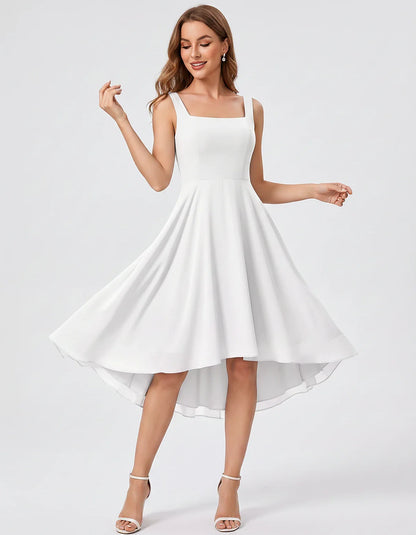 Polyester Chiffon Sleeveless Strapless A-Line Midi Dress for Party, Cocktail, Evening, Wedding Guest, Summer Events & Vacatio | SKU: VD-684275913548126-WHITE-L,VD-684275913548126-WHITE-M,VD-684275913548126-WHITE-S,VD-684275913548126-WHITE-XL,VD-684275913548126-WHITE-XS