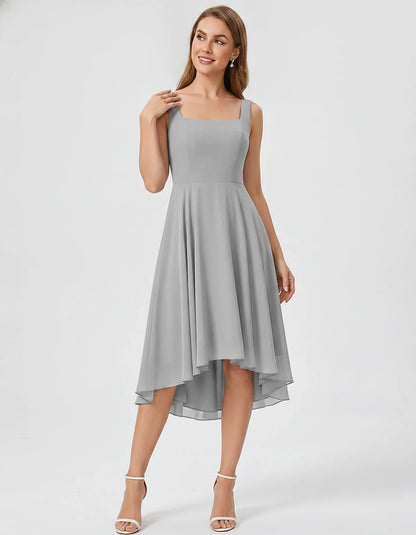 Polyester Chiffon Sleeveless Strapless A-Line Midi Dress for Party, Cocktail, Evening, Wedding Guest, Summer Events & Vacatio | SKU: VD-684275913548126-SILVER-L,VD-684275913548126-SILVER-M,VD-684275913548126-SILVER-S,VD-684275913548126-SILVER-XL,VD-684275913548126-SILVER-XS