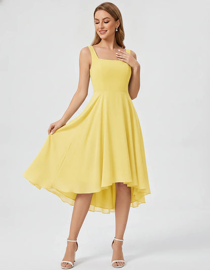Polyester Chiffon Sleeveless Strapless A-Line Midi Dress for Party, Cocktail, Evening, Wedding Guest, Summer Events & Vacatio | SKU: VD-684275913548126-YELLOW-L,VD-684275913548126-YELLOW-M,VD-684275913548126-YELLOW-S,VD-684275913548126-YELLOW-XL,VD-684275913548126-YELLOW-XS
