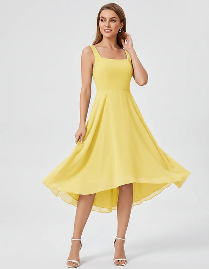 Polyester Chiffon Sleeveless Strapless A-Line Midi Dress for Party, Cocktail, Evening, Wedding Guest, Summer Events & Vacatio | SKU: VD-684275913548126-YELLOW-L,VD-684275913548126-YELLOW-M,VD-684275913548126-YELLOW-S,VD-684275913548126-YELLOW-XL,VD-684275913548126-YELLOW-XS
