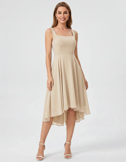 Polyester Chiffon Sleeveless Strapless A-Line Midi Dress for Party, Cocktail, Evening, Wedding Guest, Summer Events & Vacatio | SKU: VD-684275913548126-CHAMPAGNE-L,VD-684275913548126-CHAMPAGNE-M,VD-684275913548126-CHAMPAGNE-S,VD-684275913548126-CHAMPAGNE-XL,VD-684275913548126-CHAMPAGNE-XS