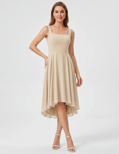 Polyester Chiffon Sleeveless Strapless A-Line Midi Dress for Party, Cocktail, Evening, Wedding Guest, Summer Events & Vacatio | SKU: VD-684275913548126-CHAMPAGNE-L,VD-684275913548126-CHAMPAGNE-M,VD-684275913548126-CHAMPAGNE-S,VD-684275913548126-CHAMPAGNE-XL,VD-684275913548126-CHAMPAGNE-XS
