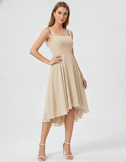 Polyester Chiffon Sleeveless Strapless A-Line Midi Dress for Party, Cocktail, Evening, Wedding Guest, Summer Events & Vacatio | SKU: VD-684275913548126-CHAMPAGNE-L,VD-684275913548126-CHAMPAGNE-M,VD-684275913548126-CHAMPAGNE-S,VD-684275913548126-CHAMPAGNE-XL,VD-684275913548126-CHAMPAGNE-XS