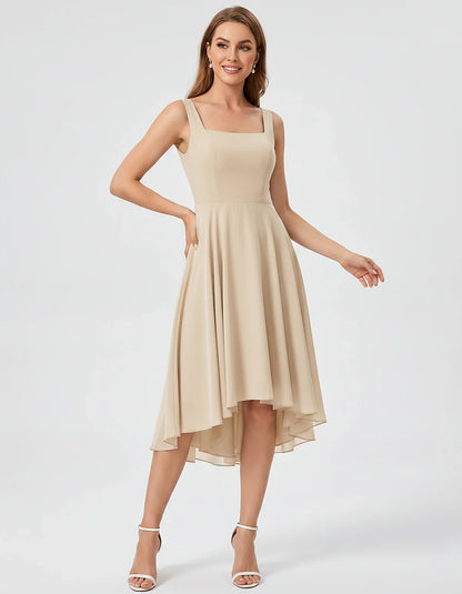 Polyester Chiffon Sleeveless Strapless A-Line Midi Dress for Party, Cocktail, Evening, Wedding Guest, Summer Events & Vacatio | SKU: VD-684275913548126-CHAMPAGNE-L,VD-684275913548126-CHAMPAGNE-M,VD-684275913548126-CHAMPAGNE-S,VD-684275913548126-CHAMPAGNE-XL,VD-684275913548126-CHAMPAGNE-XS