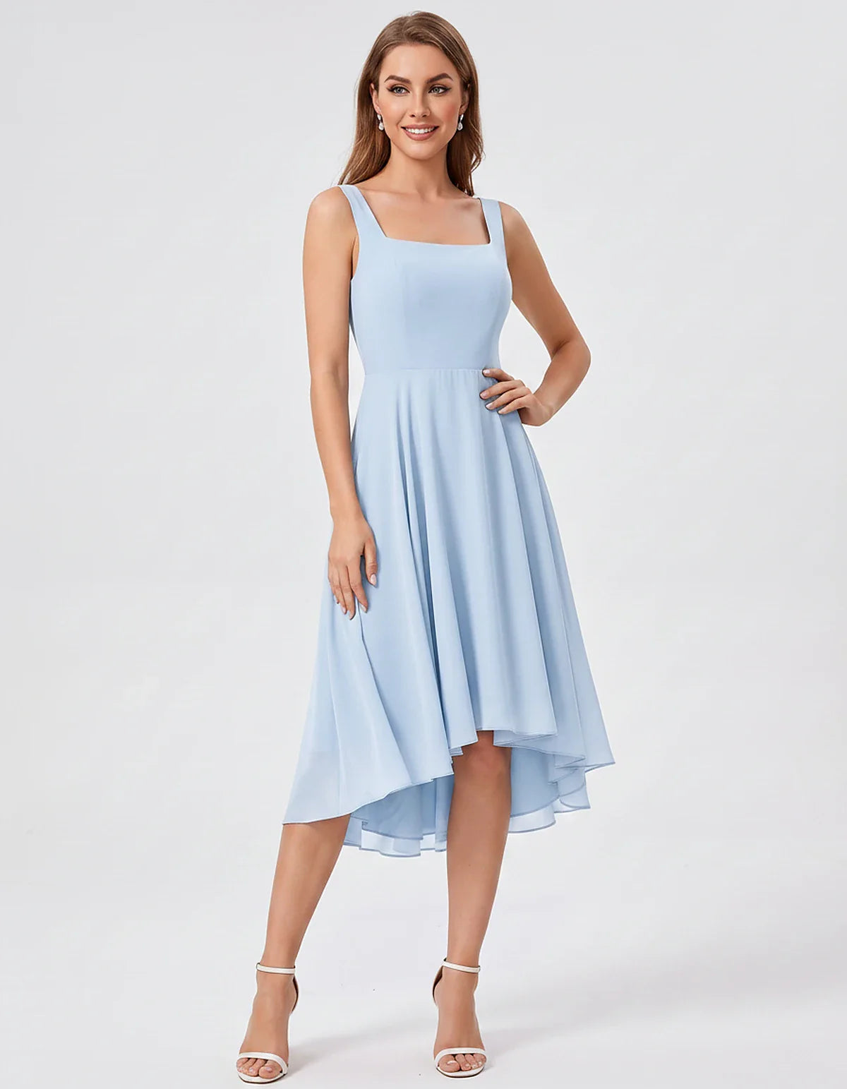 Polyester Chiffon Sleeveless Strapless A-Line Midi Dress for Party, Cocktail, Evening, Wedding Guest, Summer Events & Vacatio | SKU: VD-684275913548126-CHAMPAGNE-L,VD-684275913548126-CHAMPAGNE-M,VD-684275913548126-CHAMPAGNE-S,VD-684275913548126-CHAMPAGNE-XL,VD-684275913548126-CHAMPAGNE-XS