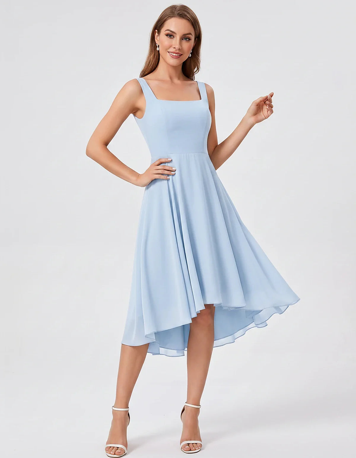 Polyester Chiffon Sleeveless Strapless A-Line Midi Dress for Party, Cocktail, Evening, Wedding Guest, Summer Events & Vacatio | SKU: VD-684275913548126-SKYBLUE-L,VD-684275913548126-SKYBLUE-M,VD-684275913548126-SKYBLUE-S,VD-684275913548126-SKYBLUE-XL,VD-684275913548126-SKYBLUE-XS