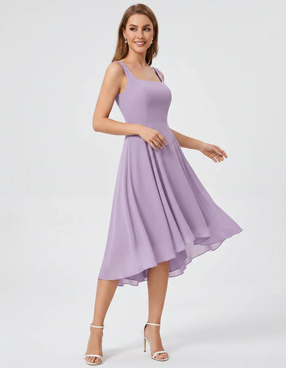 Polyester Chiffon Sleeveless Strapless A-Line Midi Dress for Party, Cocktail, Evening, Wedding Guest, Summer Events & Vacatio | SKU: VD-684275913548126-LILAC-L,VD-684275913548126-LILAC-M,VD-684275913548126-LILAC-S,VD-684275913548126-LILAC-XL,VD-684275913548126-LILAC-XS