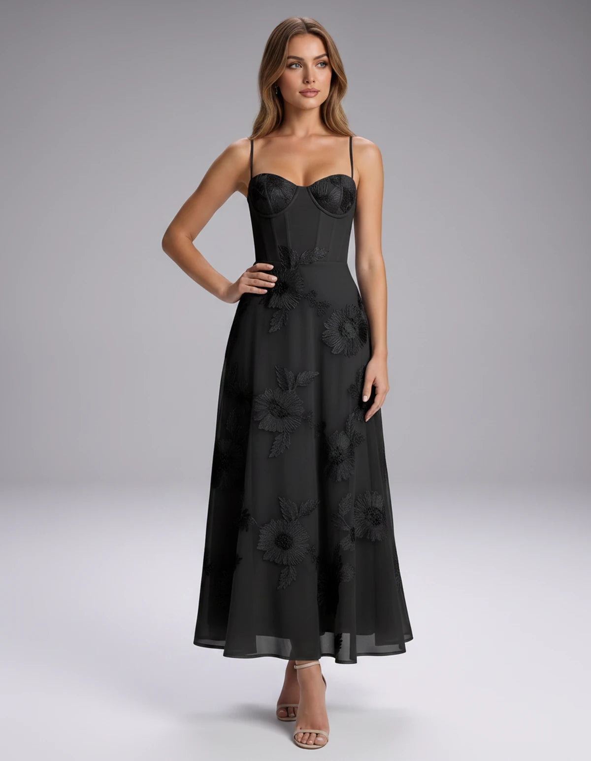 Verity Midi Dresses — Black | SKU: RB-563d85-black-2,RB-563d85-black-4,RB-563d85-black-6,RB-563d85-black-8,RB-563d85-black-10,RB-563d85-black-12,RB-563d85-black-14,RB-563d85-black-16,RB-563d85-black-16W,RB-563d85-black-18W,RB-563d85-black-20W,RB-563d85-black-22W