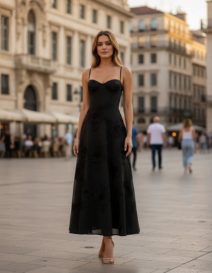 Verity Midi Dresses — Black | SKU: RB-563d85-black-2,RB-563d85-black-4,RB-563d85-black-6,RB-563d85-black-8,RB-563d85-black-10,RB-563d85-black-12,RB-563d85-black-14,RB-563d85-black-16,RB-563d85-black-16W,RB-563d85-black-18W,RB-563d85-black-20W,RB-563d85-black-22W