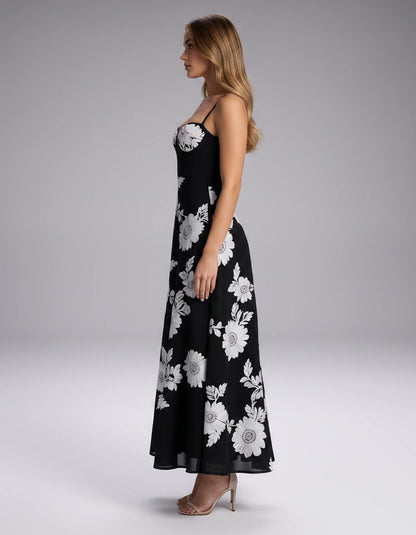 Verity Midi Dresses — Black White | SKU: RB-563d85-blackw77-2,RB-563d85-blackw77-4,RB-563d85-blackw77-6,RB-563d85-blackw77-8,RB-563d85-blackw77-10,RB-563d85-blackw77-12,RB-563d85-blackw77-14,RB-563d85-blackw77-16,RB-563d85-blackw77-16W,RB-563d85-blackw77-18W,RB-563d85-blackw77-20W,RB-563d85-blackw77-22W