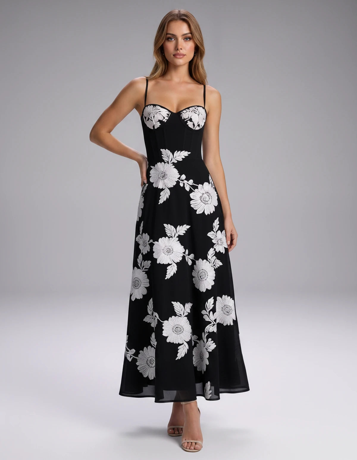 Verity Midi Dresses — Black White | SKU: RB-563d85-blackw77-2,RB-563d85-blackw77-4,RB-563d85-blackw77-6,RB-563d85-blackw77-8,RB-563d85-blackw77-10,RB-563d85-blackw77-12,RB-563d85-blackw77-14,RB-563d85-blackw77-16,RB-563d85-blackw77-16W,RB-563d85-blackw77-18W,RB-563d85-blackw77-20W,RB-563d85-blackw77-22W