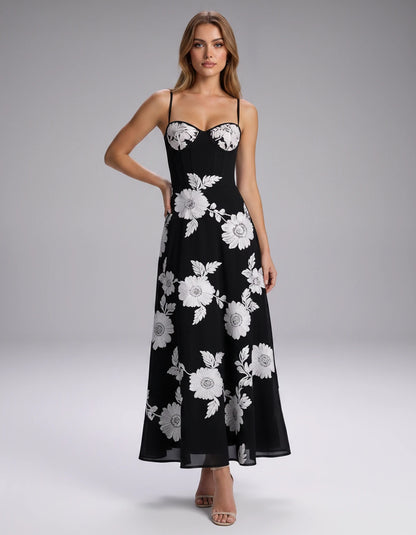 Verity Midi Dresses — Black White | SKU: RB-563d85-blackw77-2,RB-563d85-blackw77-4,RB-563d85-blackw77-6,RB-563d85-blackw77-8,RB-563d85-blackw77-10,RB-563d85-blackw77-12,RB-563d85-blackw77-14,RB-563d85-blackw77-16,RB-563d85-blackw77-16W,RB-563d85-blackw77-18W,RB-563d85-blackw77-20W,RB-563d85-blackw77-22W