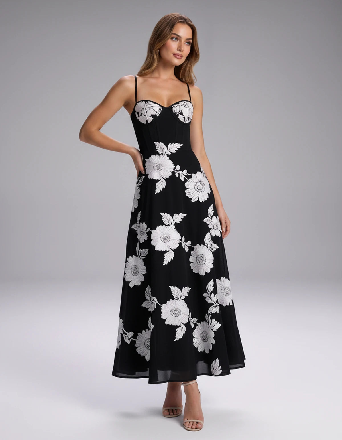 Verity Midi Dresses — Black White | SKU: RB-563d85-blackw77-2,RB-563d85-blackw77-4,RB-563d85-blackw77-6,RB-563d85-blackw77-8,RB-563d85-blackw77-10,RB-563d85-blackw77-12,RB-563d85-blackw77-14,RB-563d85-blackw77-16,RB-563d85-blackw77-16W,RB-563d85-blackw77-18W,RB-563d85-blackw77-20W,RB-563d85-blackw77-22W