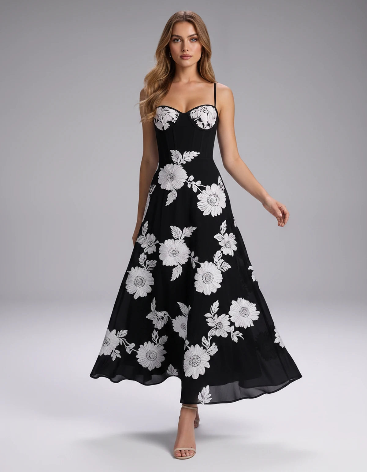 Verity Midi Dresses — Black White | SKU: RB-563d85-blackw77-2,RB-563d85-blackw77-4,RB-563d85-blackw77-6,RB-563d85-blackw77-8,RB-563d85-blackw77-10,RB-563d85-blackw77-12,RB-563d85-blackw77-14,RB-563d85-blackw77-16,RB-563d85-blackw77-16W,RB-563d85-blackw77-18W,RB-563d85-blackw77-20W,RB-563d85-blackw77-22W