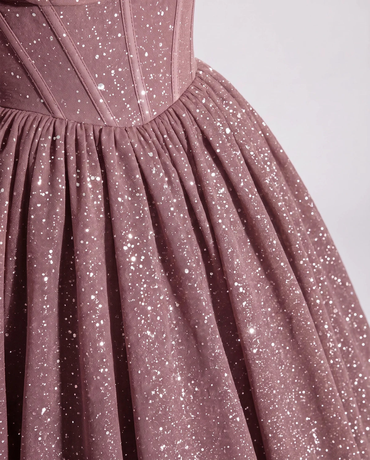 Dusty pink Glitter Tulle Off-Shoulder Corset Ball Gown Maxi Dress | Ramblion | SKU: VMD-583194726408315-DUSTYPINK-L,VMD-583194726408315-DUSTYPINK-M,VMD-583194726408315-DUSTYPINK-S,VMD-583194726408315-DUSTYPINK-XL,VMD-583194726408315-DUSTYPINK-XS