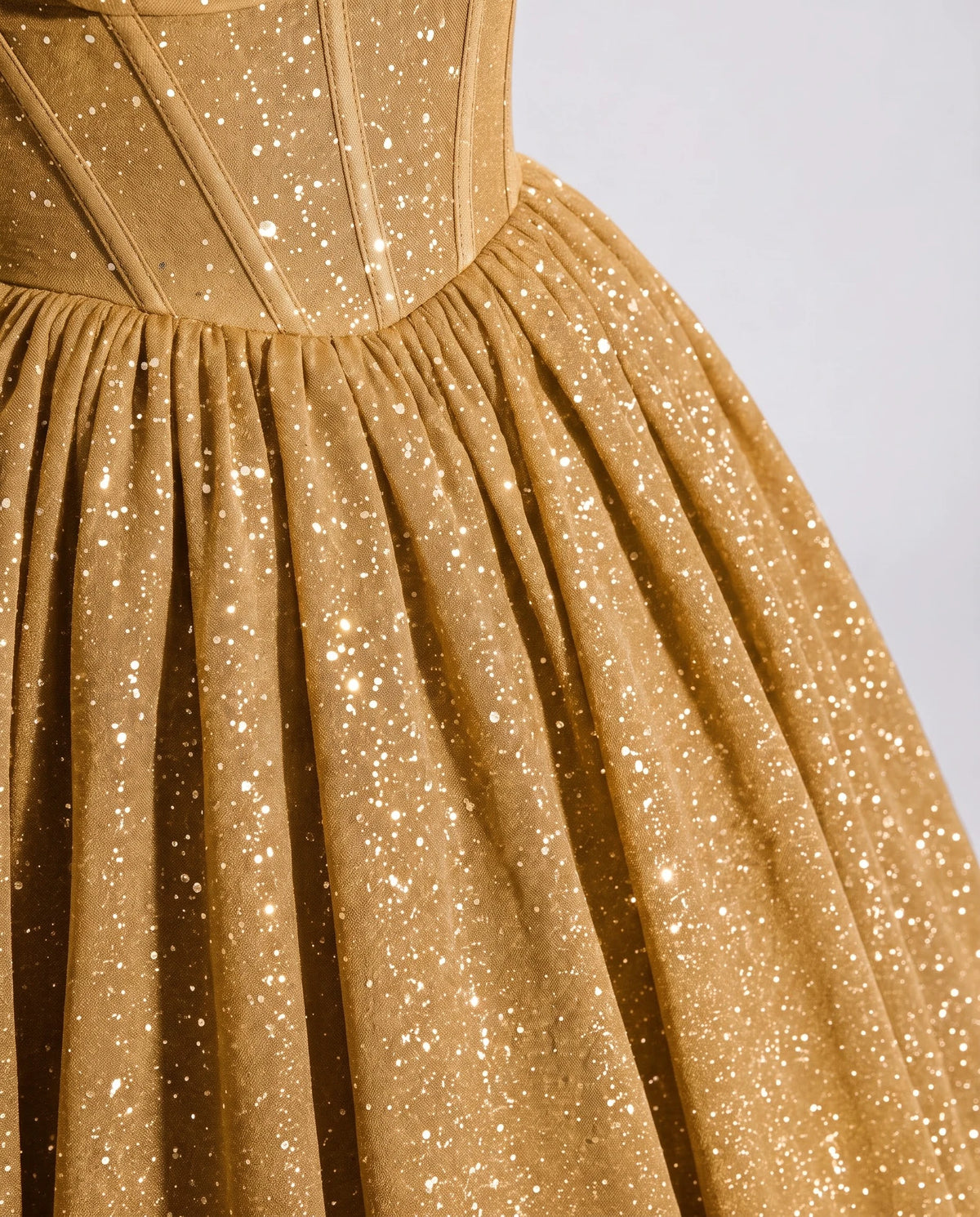 Gold Glitter Tulle Off-Shoulder Corset Ball Gown Maxi Dress | Ramblion | SKU: VMD-583194726408315-GOLD-L,VMD-583194726408315-GOLD-M,VMD-583194726408315-GOLD-S,VMD-583194726408315-GOLD-XL,VMD-583194726408315-GOLD-XS