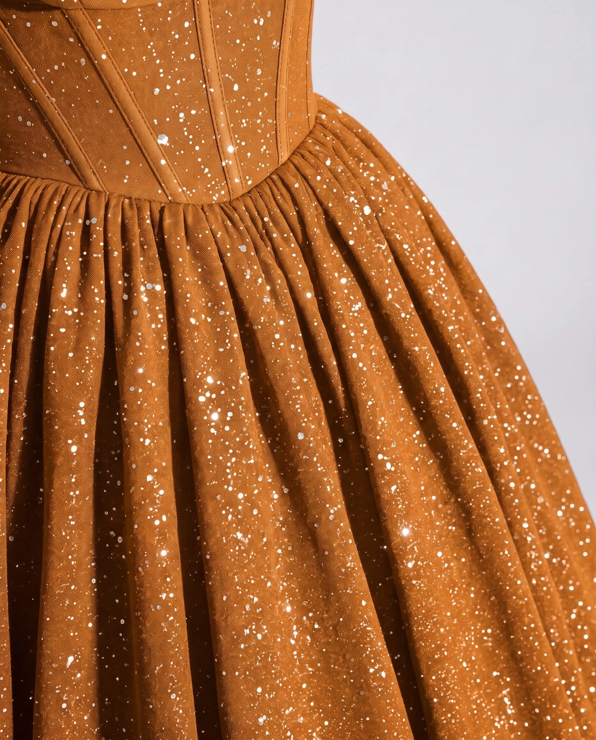 Orange Glitter Tulle Off-Shoulder Corset Ball Gown Maxi Dress | Ramblion | SKU: VMD-583194726408315-ORANGE-L,VMD-583194726408315-ORANGE-M,VMD-583194726408315-ORANGE-S,VMD-583194726408315-ORANGE-XL,VMD-583194726408315-ORANGE-XS