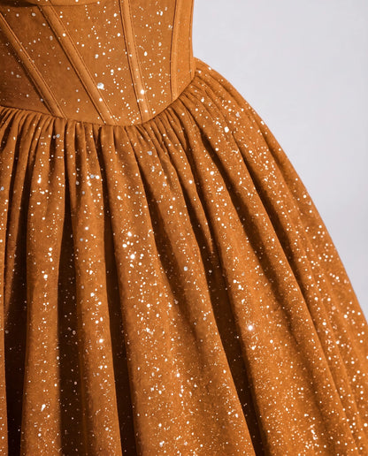 Orange Glitter Tulle Off-Shoulder Corset Ball Gown Maxi Dress | Ramblion | SKU: VMD-583194726408315-ORANGE-L,VMD-583194726408315-ORANGE-M,VMD-583194726408315-ORANGE-S,VMD-583194726408315-ORANGE-XL,VMD-583194726408315-ORANGE-XS