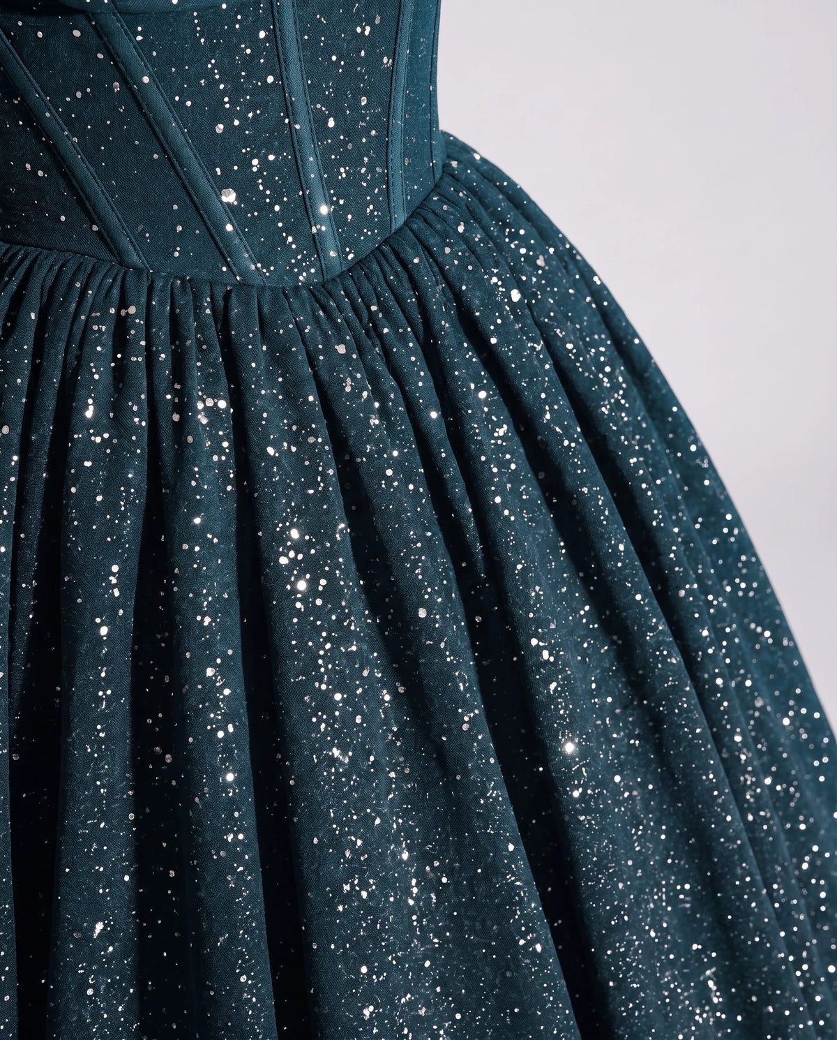 Peacock Glitter Tulle Off-Shoulder Corset Ball Gown Maxi Dress | Ramblion | SKU: VMD-583194726408315-PEACOCK-L,VMD-583194726408315-PEACOCK-M,VMD-583194726408315-PEACOCK-S,VMD-583194726408315-PEACOCK-XL,VMD-583194726408315-PEACOCK-XS