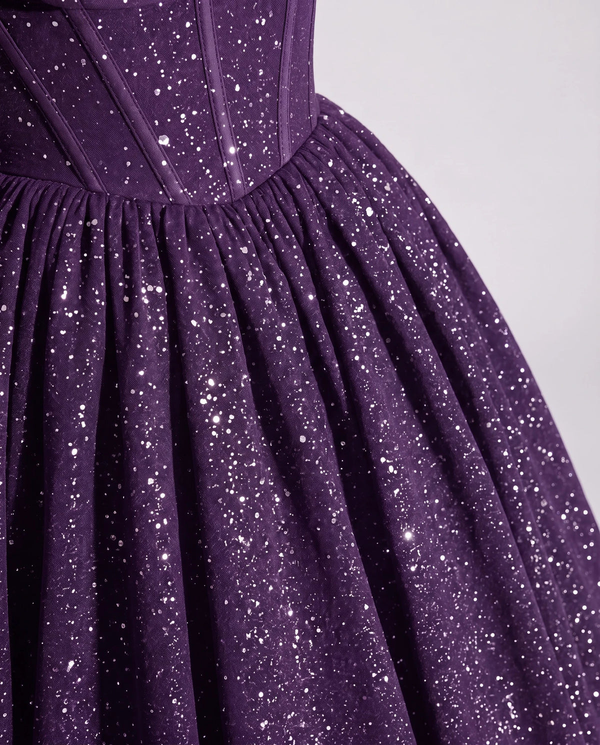 Purple Glitter Tulle Off-Shoulder Corset Ball Gown Maxi Dress | Ramblion | SKU: VMD-583194726408315-PURPLE-L,VMD-583194726408315-PURPLE-M,VMD-583194726408315-PURPLE-S,VMD-583194726408315-PURPLE-XL,VMD-583194726408315-PURPLE-XS