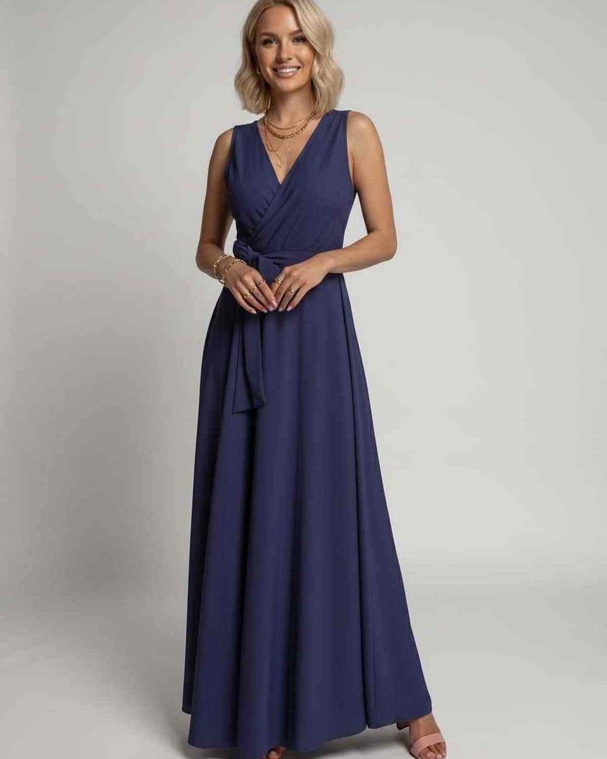 Ramblion Vita maxi dress — v-neck neckline · back view · styled for prom season