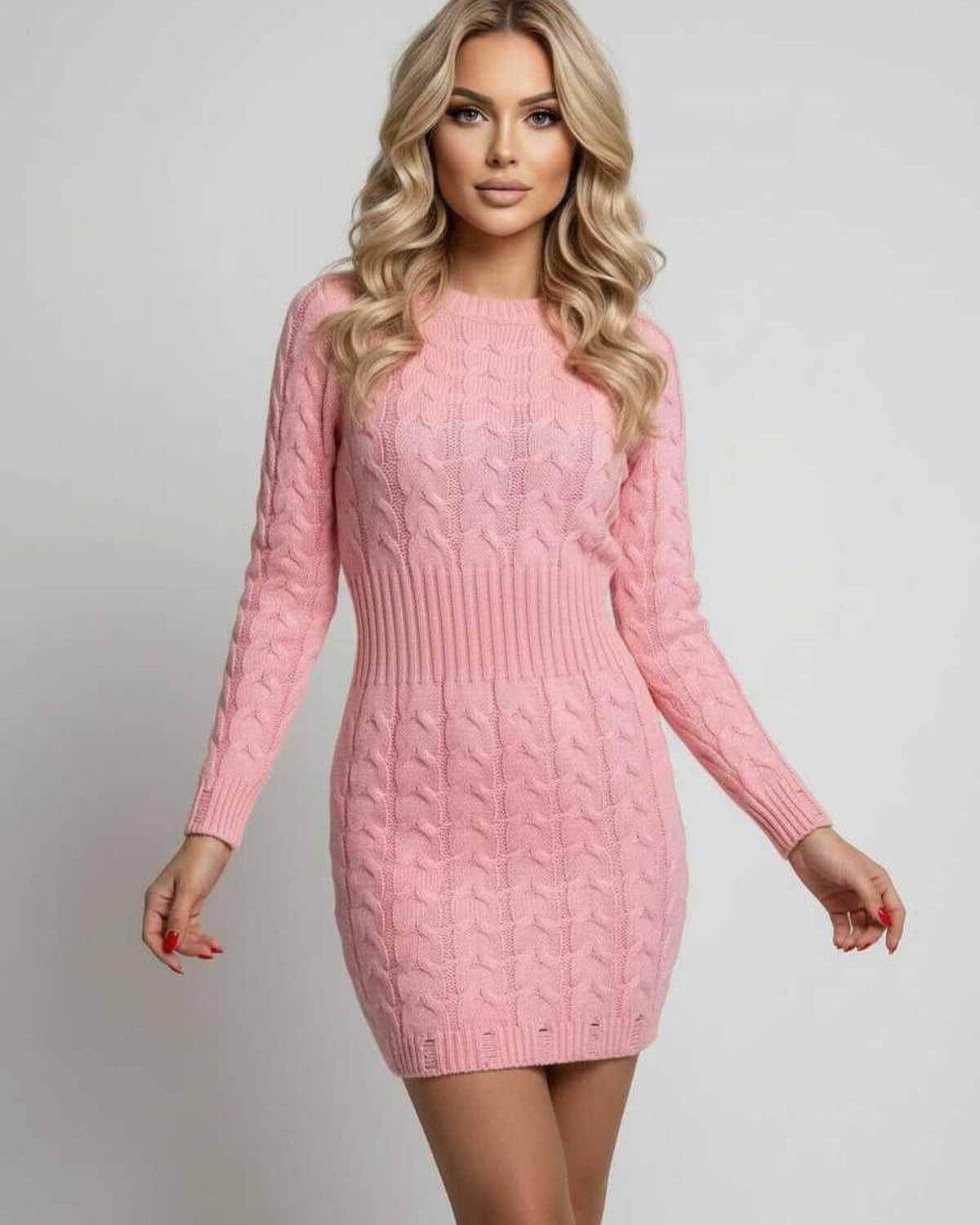 Wala Mini Dress in pink, round neck, chic silhouette, perfect for casual or smart-casual occasions by RAMBLION.