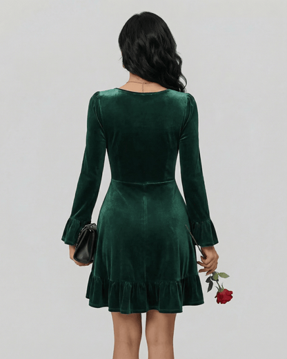 Wara Mini Dress in emerald green, 100% cotton, A-line silhouette, perfect for autumn, by RAMBLION.