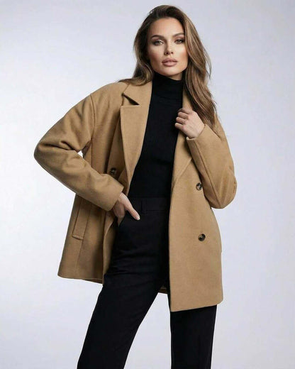 Wela Jacket by RAMBLION in sophisticated brown, oversized for comfort and elegance, perfect for stylish occasions.