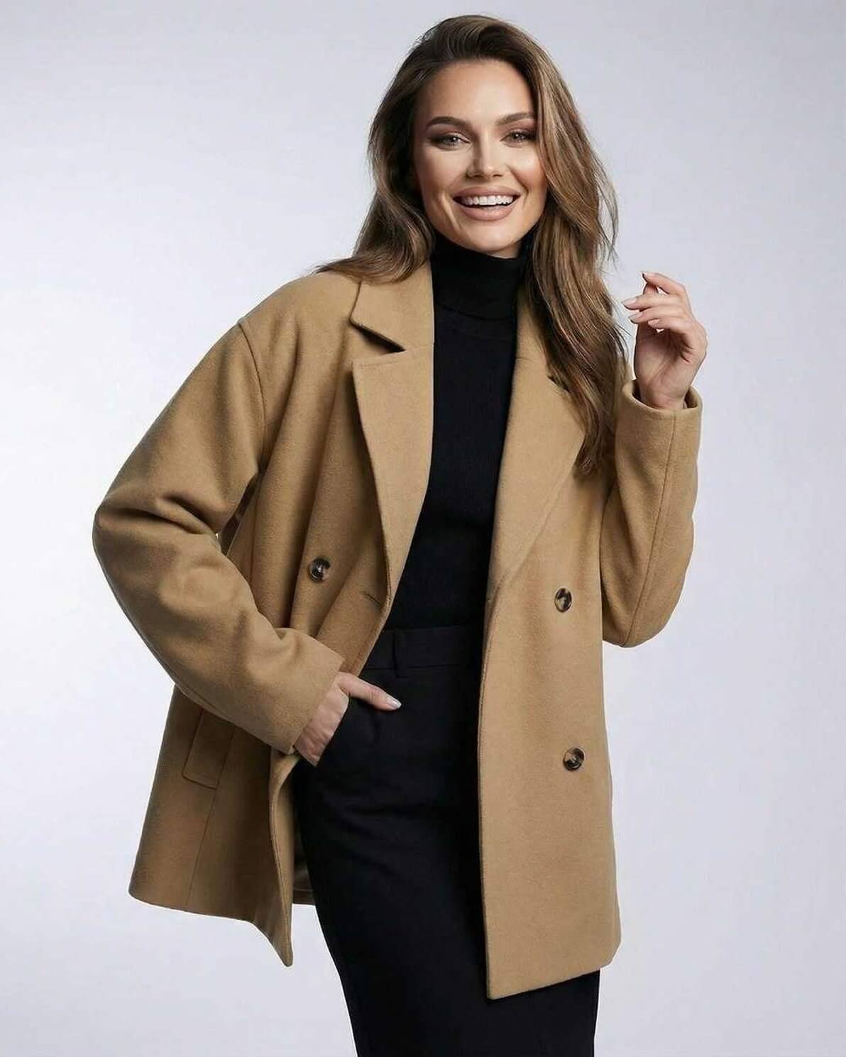 Wela Jacket by RAMBLION, sophisticated oversized design, black mini dress, comfort and elegance for stylish occasions.