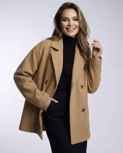 Wela Jacket by RAMBLION, sophisticated oversized design, black mini dress, comfort and elegance for stylish occasions.