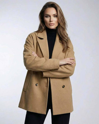 Wela Jacket by RAMBLION, brown oversized coat, soft fabric, modern stylish look for everyday elegance.
