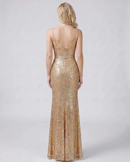 White,black,green,blue,red,beige,silver,pink Mermaid V-Neck Sleeveless Maxi Dress | Formal Occasions & Evening Parties, back | SKU: RB-4E4B5E-BEIGE-L,RB-4E4B5E-BEIGE-M,RB-4E4B5E-BEIGE-S,RB-4E4B5E-BEIGE-XL,RB-4E4B5E-BEIGE-XS