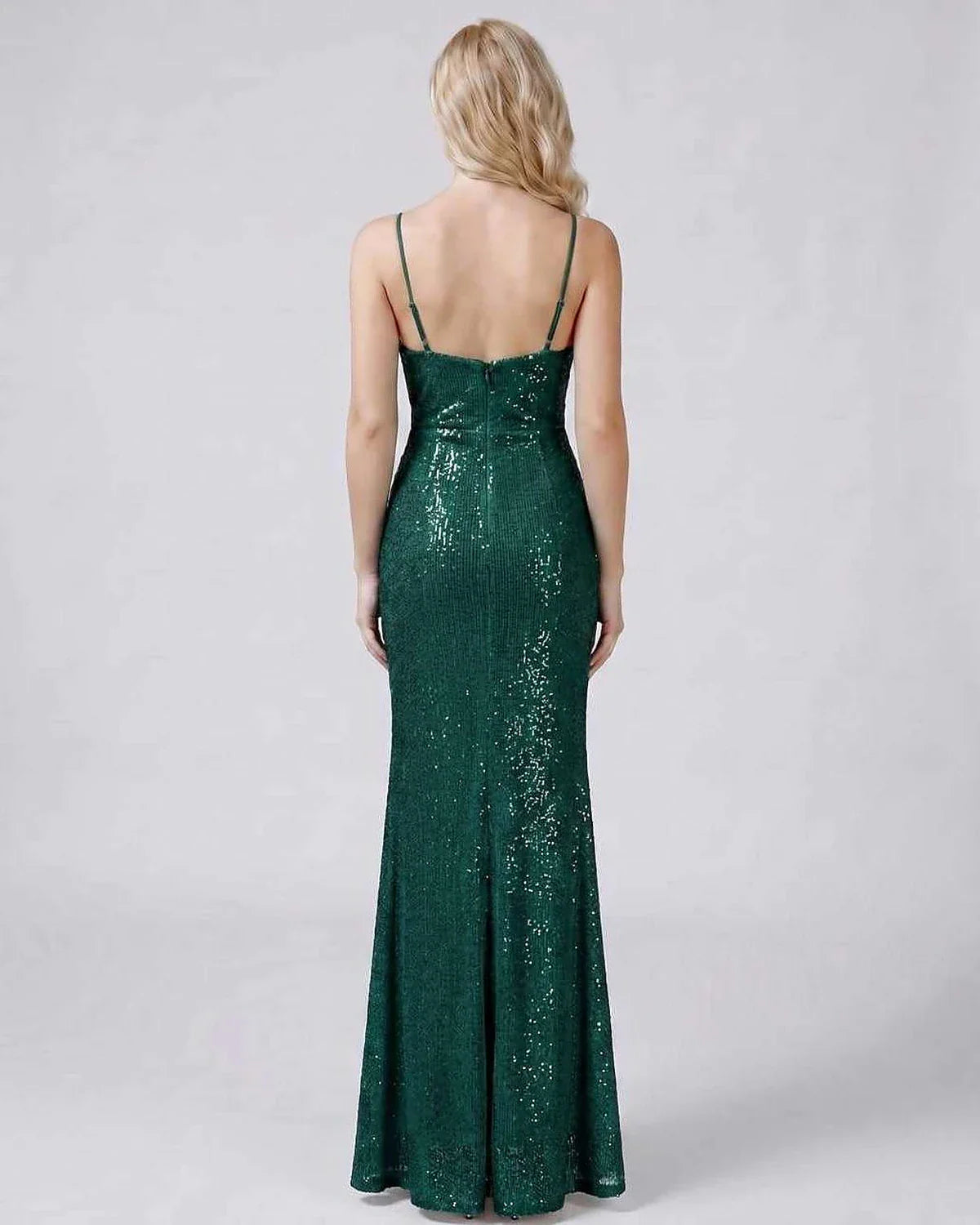 White,black,green,blue,red,beige,silver,pink Mermaid V-Neck Sleeveless Maxi Dress | Formal Occasions & Evening Parties, back | SKU: RB-4E4B5E-GREEN-L,RB-4E4B5E-GREEN-M,RB-4E4B5E-GREEN-S,RB-4E4B5E-GREEN-XL,RB-4E4B5E-GREEN-XS