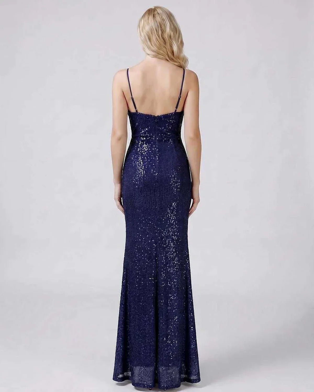 White,black,green,blue,red,beige,silver,pink Mermaid V-Neck Sleeveless Maxi Dress | Formal Occasions & Evening Parties, back | SKU: RB-4E4B5E-BLUE-L,RB-4E4B5E-BLUE-M,RB-4E4B5E-BLUE-S,RB-4E4B5E-BLUE-XL,RB-4E4B5E-BLUE-XS
