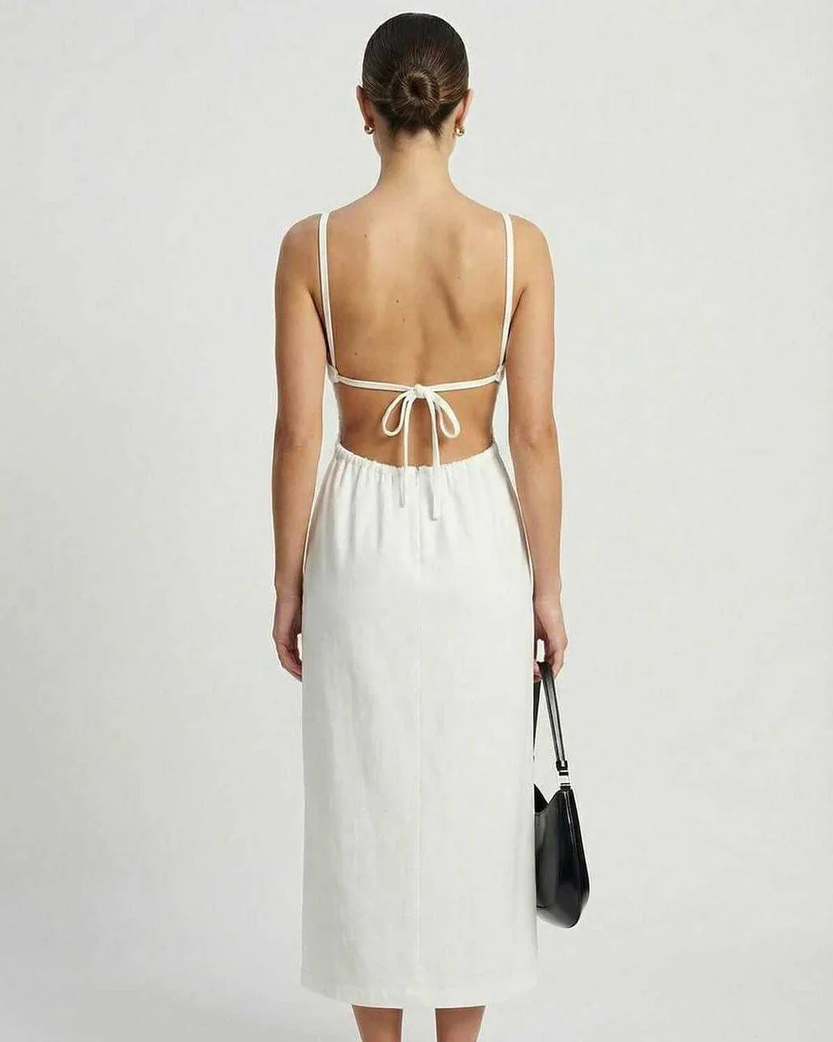 White Bodycon Boat Neck Sleeveless Midi Dress | Gala Nights, Party Nights, Bridal Showers & Everyday Wear, back view | Rambli | SKU: CMD-49283-white-L-3041,CMD-49283-white-M-4358,CMD-49283-white-S-1691,CMD-49283-white-XL-581,CMD-49283-white-XS-2643