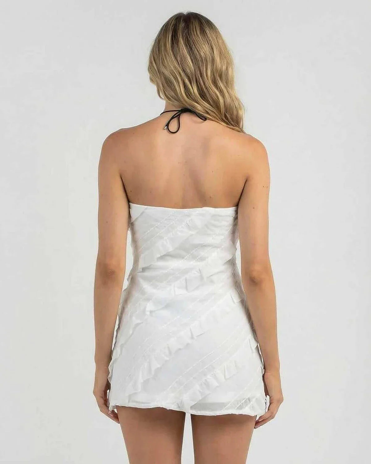 White Cotton Bodycon Strapless Mini Dress | Evening Events, Party Nights & Everyday Wear, back view | Ramblion | SKU: IMD-58312-white-L-1870,IMD-58312-white-M-9546,IMD-58312-white-S-9457,IMD-58312-white-XL-3190,IMD-58312-white-XS-4421